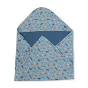 Cotton Baby Blanket – Aqua with Seabed Print