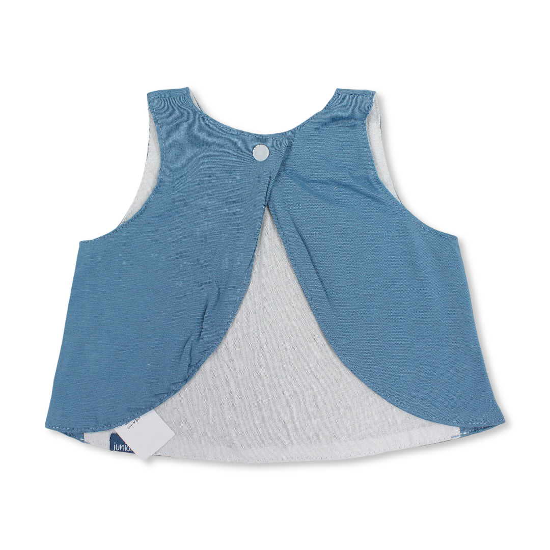 Cotton Bib – Blue with "Saety But Sueet" Print