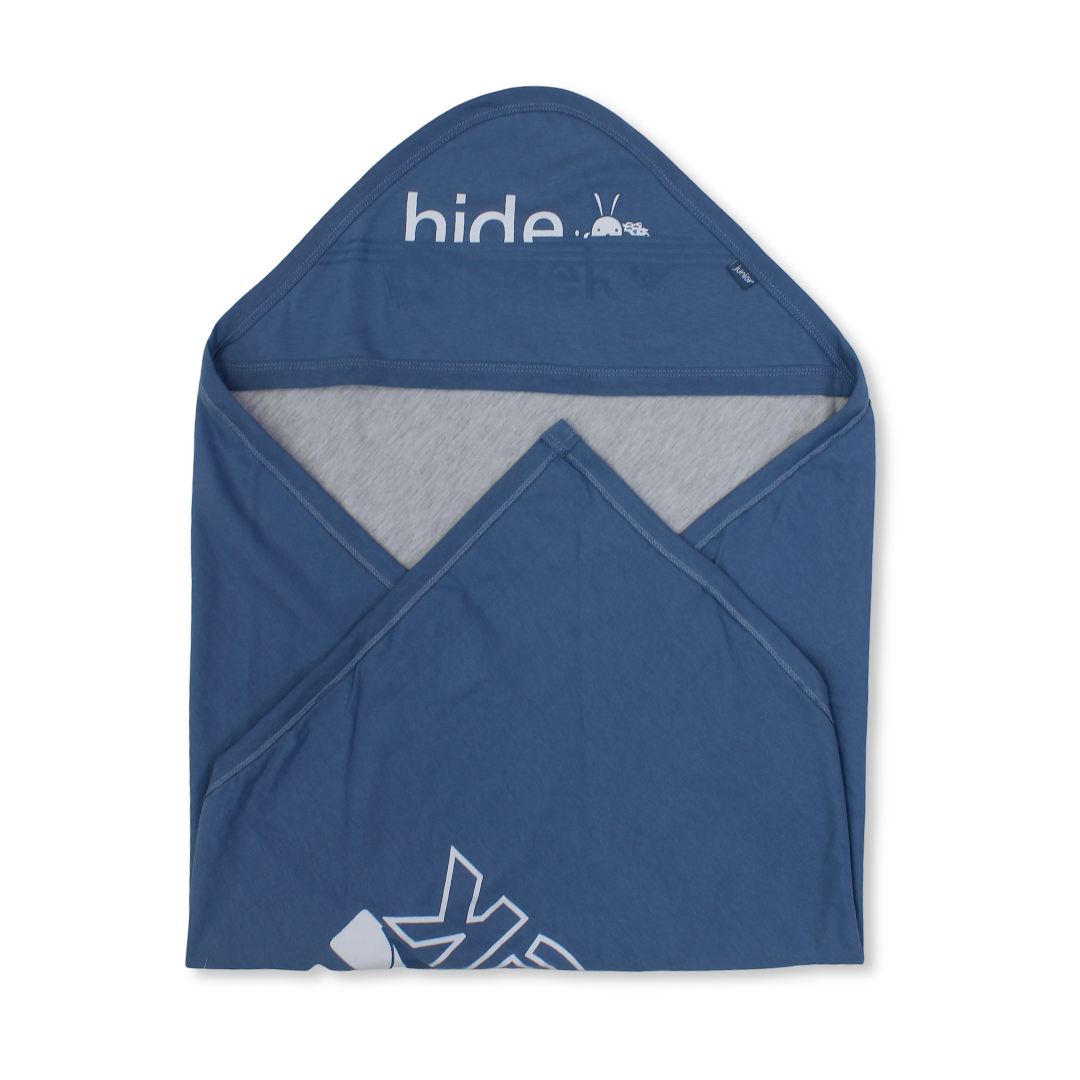 Cotton Blanket – Baby Blue*Grey with "Hide and Seek" Print