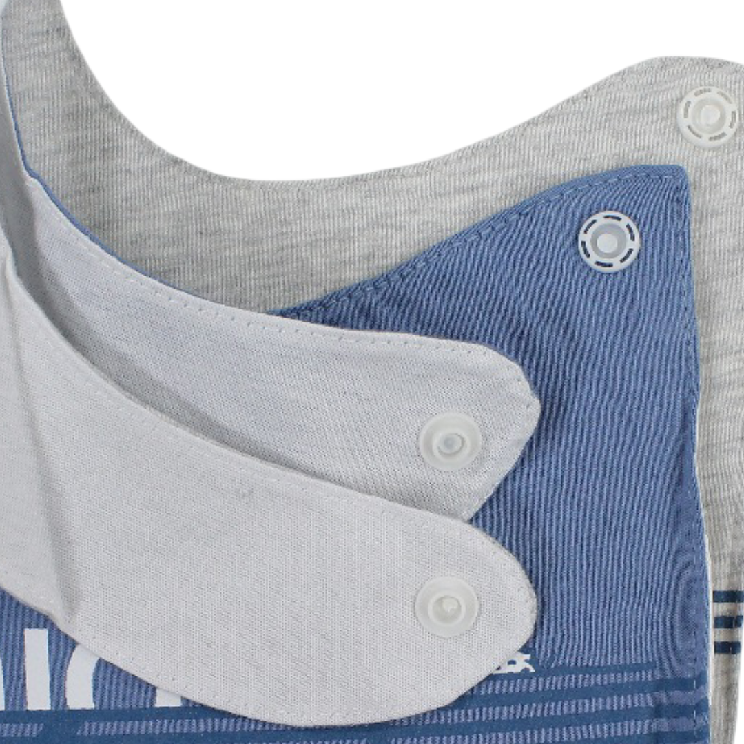 Cotton Bib Baby Blue & Grey with "Hide and Seek" Print – Pack Of 2