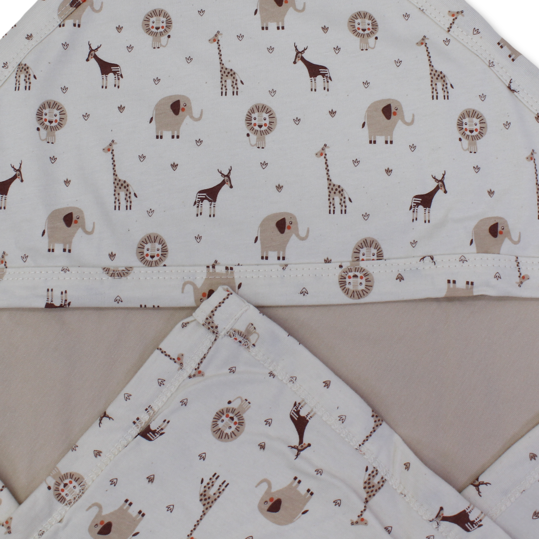 Cotton Blanket – Beige with Animals Print
