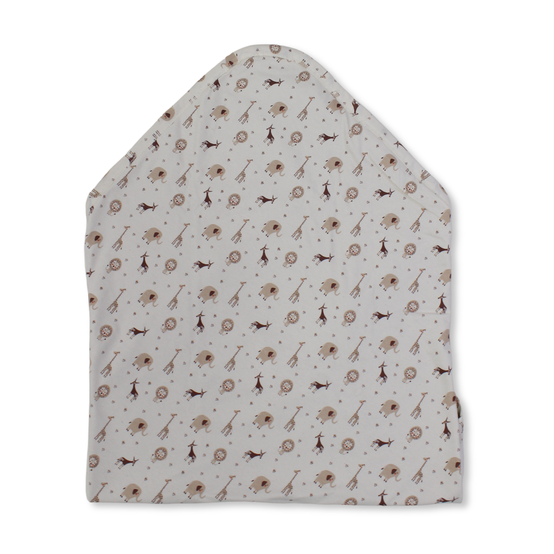 Cotton Blanket – Beige with Animals Print