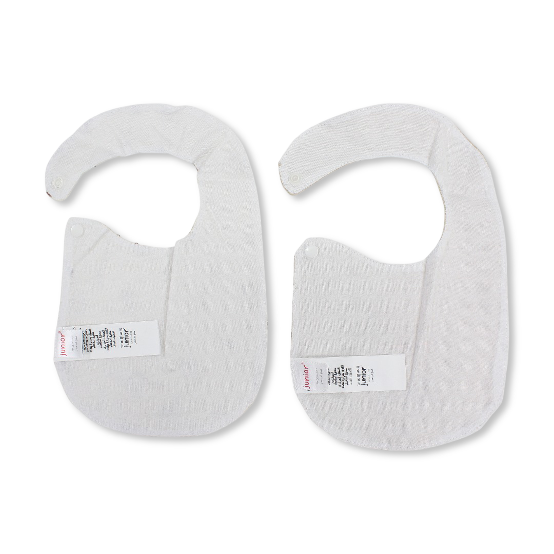 Cotton Bib Beige & Off-White with "Little Wild" Print – Pack Of 2