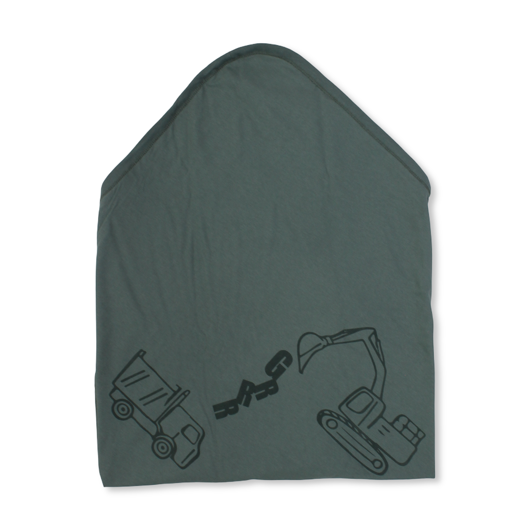 Cotton Blanket – Olive*Grey with Tractor Print