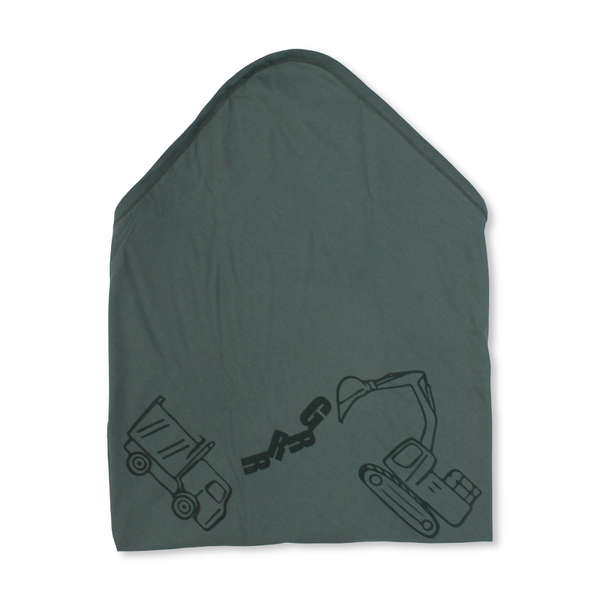 Cotton Blanket – Olive*Grey with Tractor Print