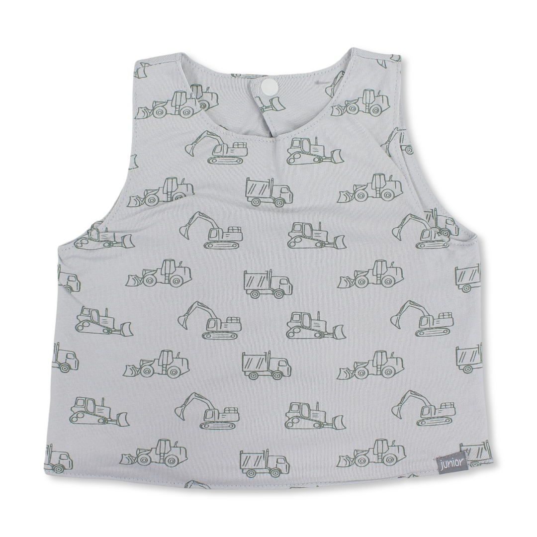 Cotton Bib – Grey with Tools Print