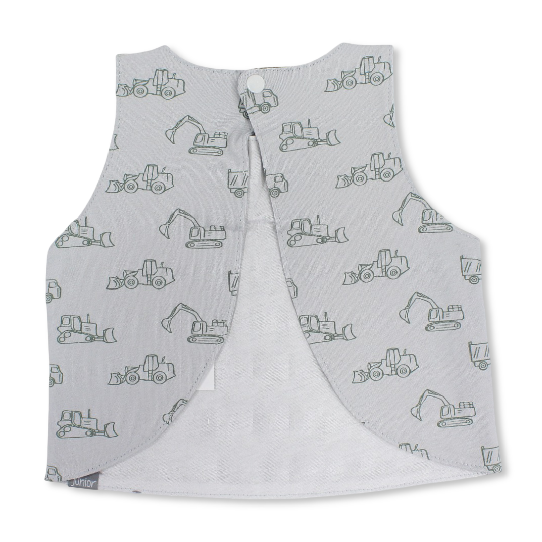 Cotton Bib – Grey with Tools Print