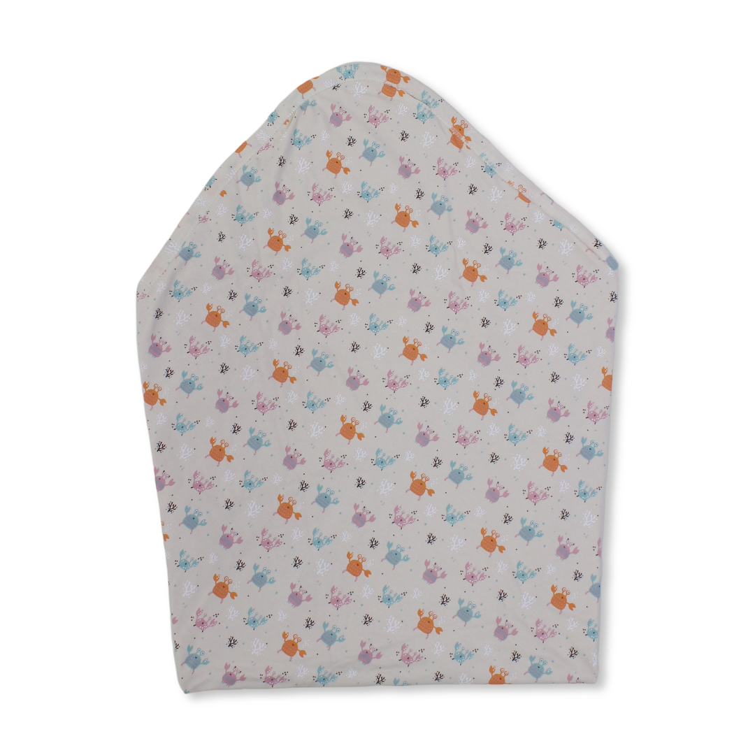 Cotton Blanket – Beige*Pink with Crab Print