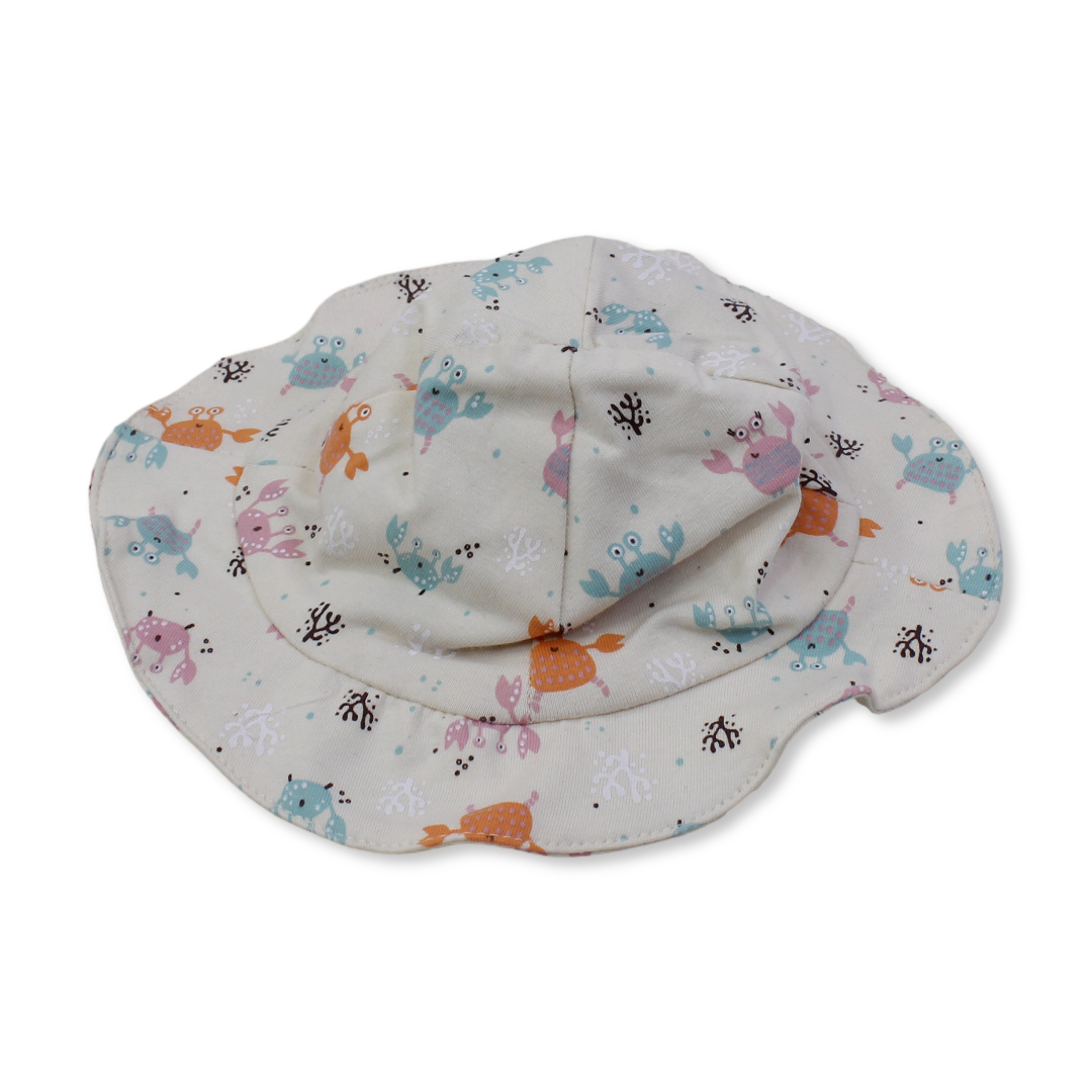 Baby Girls Cotton Cab – Beige with Crab Print