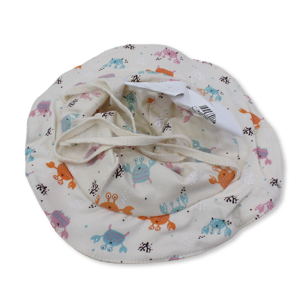 Baby Girls Cotton Cab – Beige with Crab Print