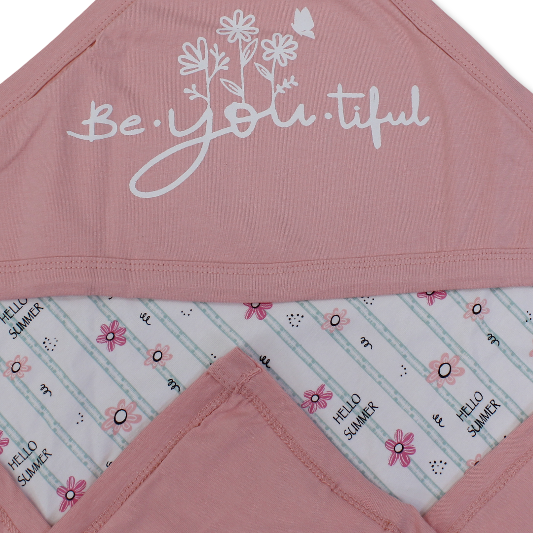 Cotton Blanket – Pink*Off-White with "Hello Summer" Print