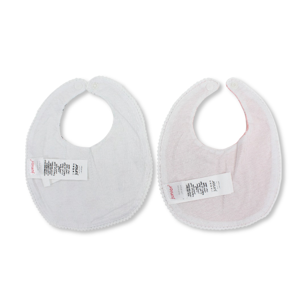 Cotton Bib Pink & Off-White with "Hello Summer" Print – Pack Of 2