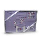 Baby Girls Cotton Gift Clothes Box – Purple with Rabbit Print (0-3m)