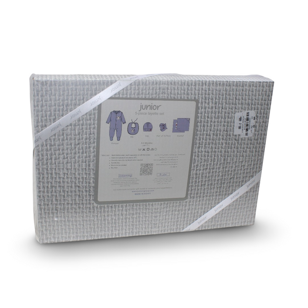 Baby Girls Cotton Gift Clothes Box – Purple with Rabbit Print (0-3m)