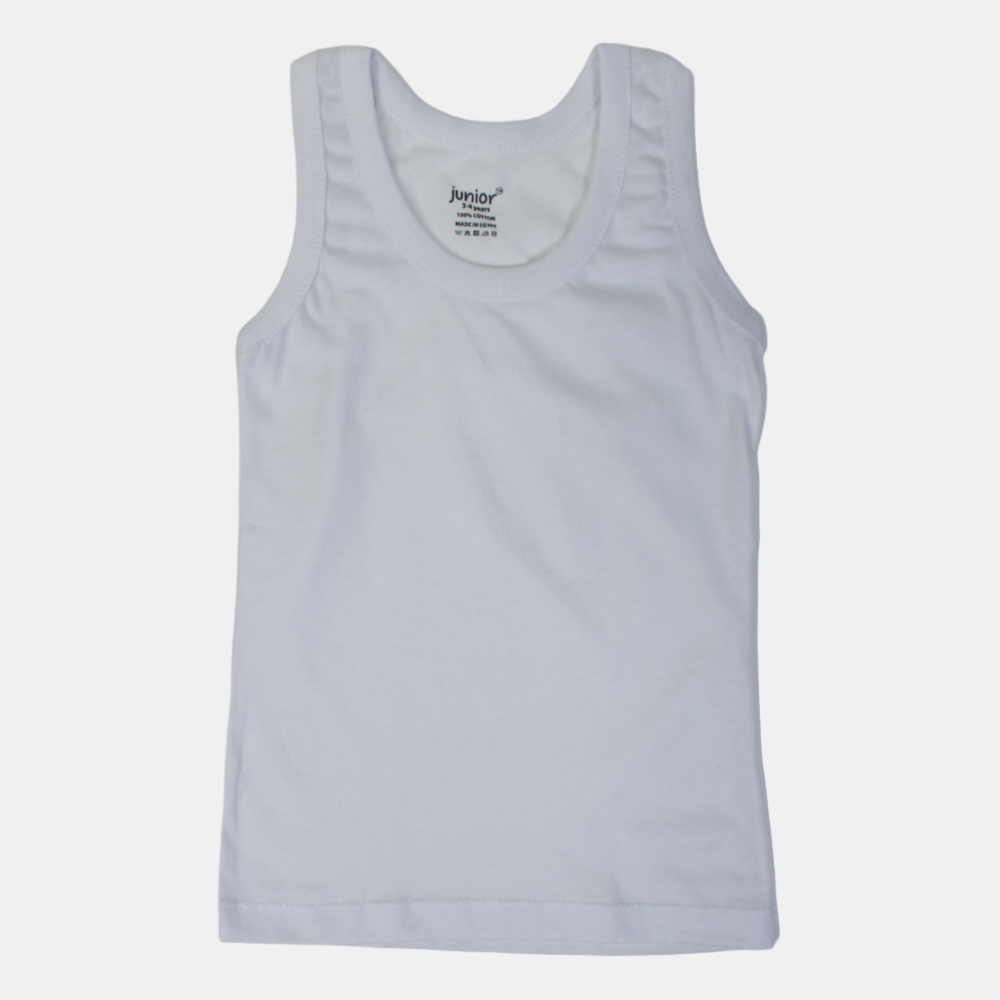 Boys Cotton Sleeveless Undershirt – White (Sporty Strap Design)