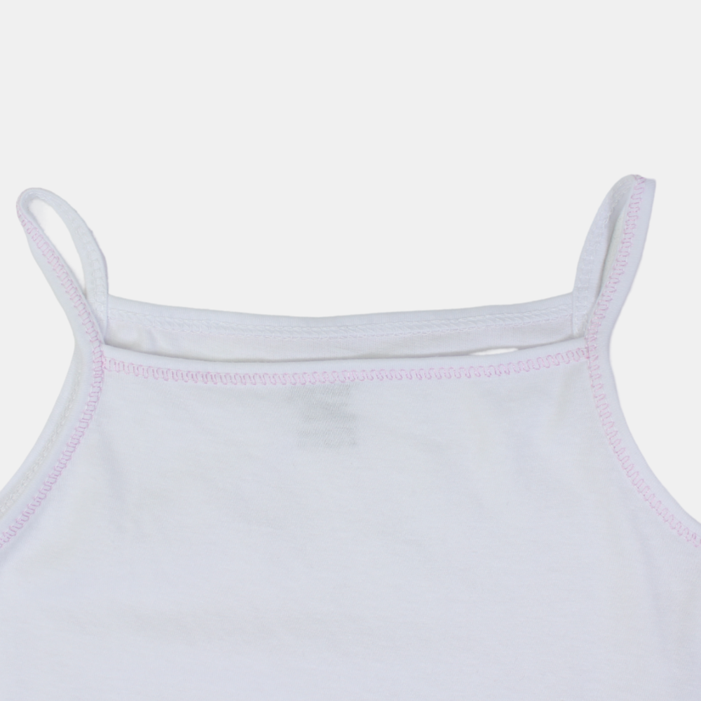 Girls Cotton Sleeveless Undershirt – White (Thin Straps)