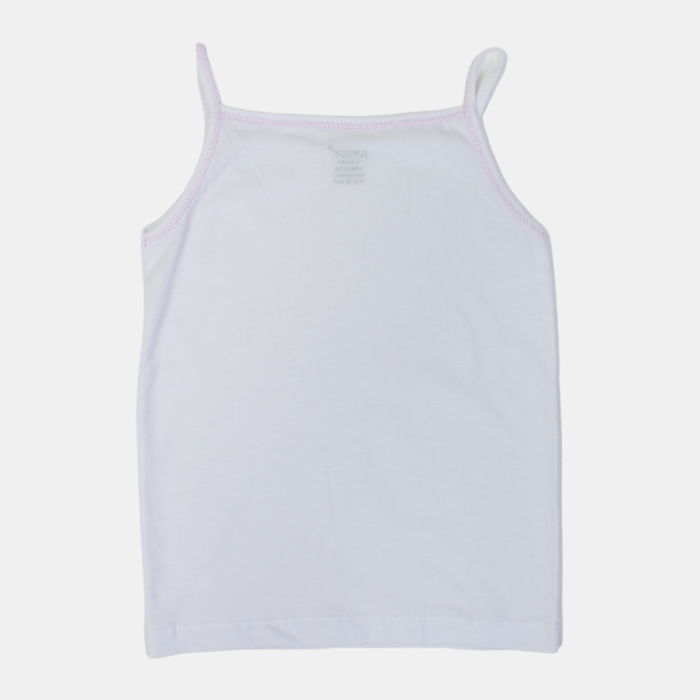 Girls Cotton Sleeveless Undershirt – White (Thin Straps)