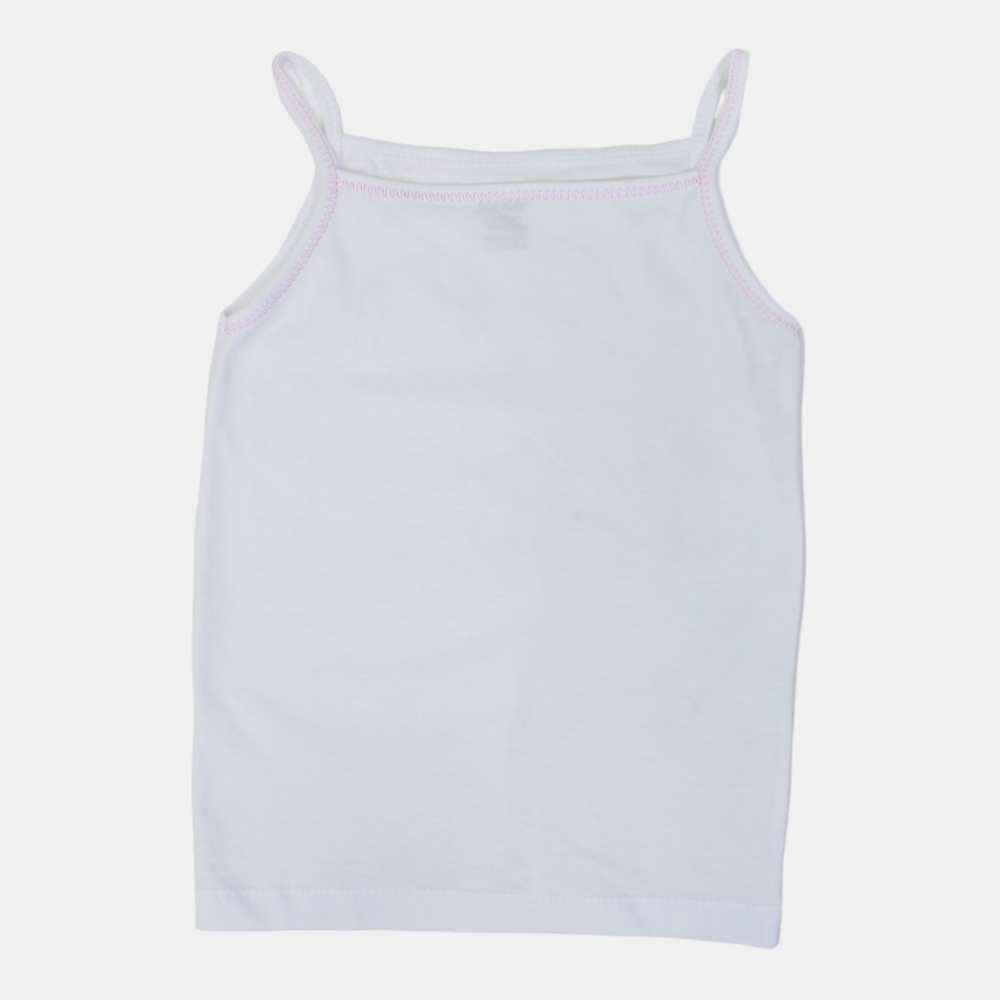 Girls Cotton Sleeveless Undershirt – White (Thin Straps)