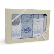 Baby Boys Cotton Gift Clothes Box – Baby Blue with "Little Prince" Print 0-3m (10 Pcs)