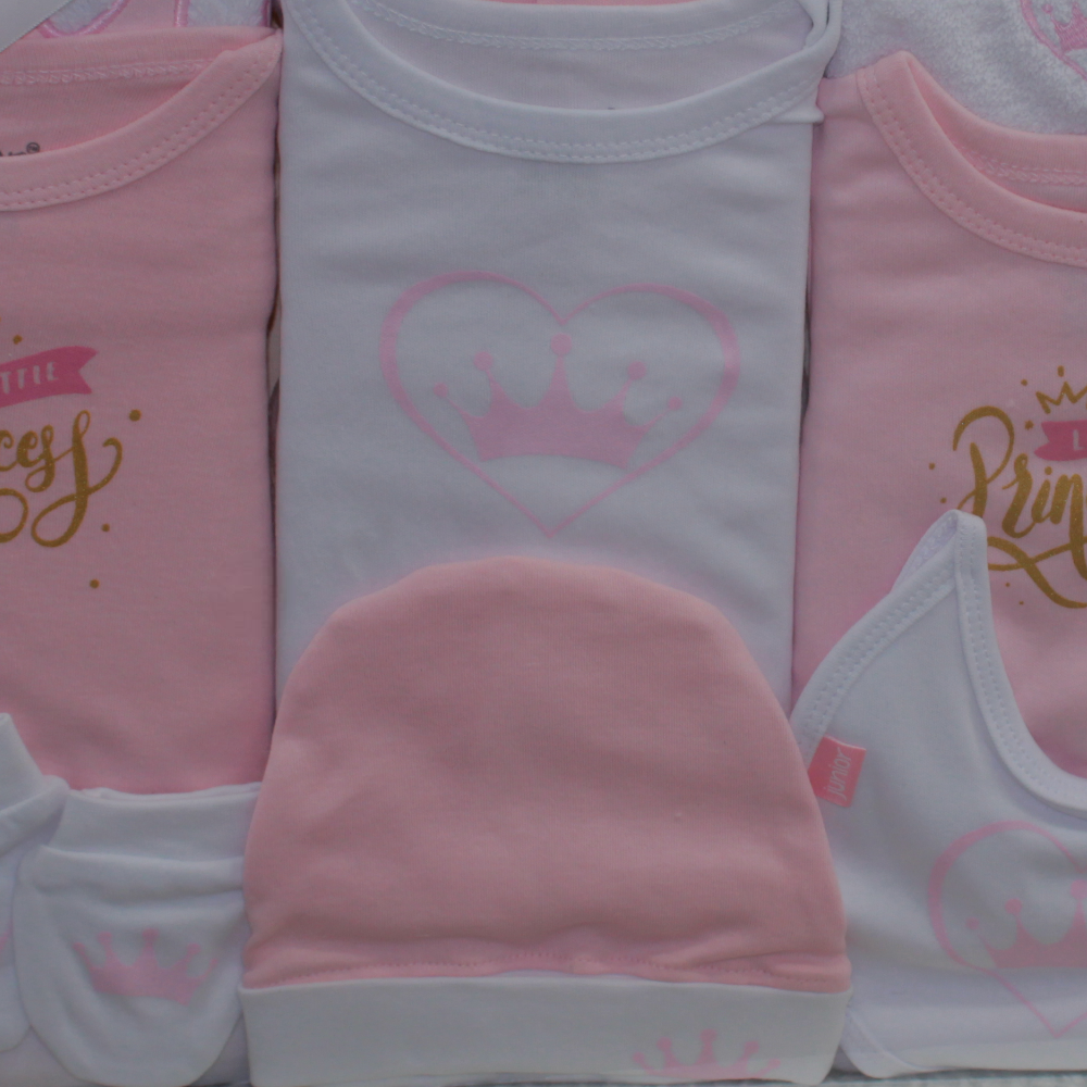 Baby Girls Cotton Gift Clothes Box – Pink with Princess Theme (10-Piece )
