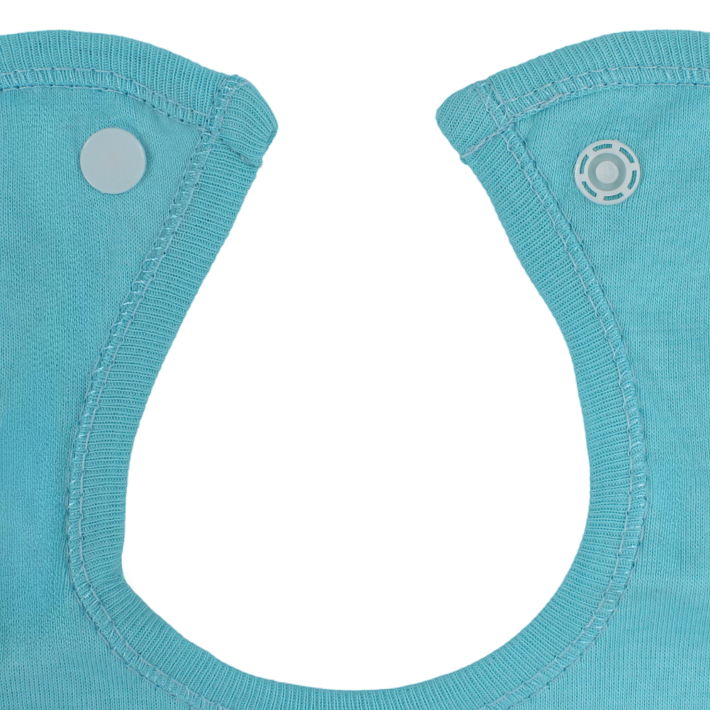 Cotton Baby Bib – Aqua with “Good Times” Print