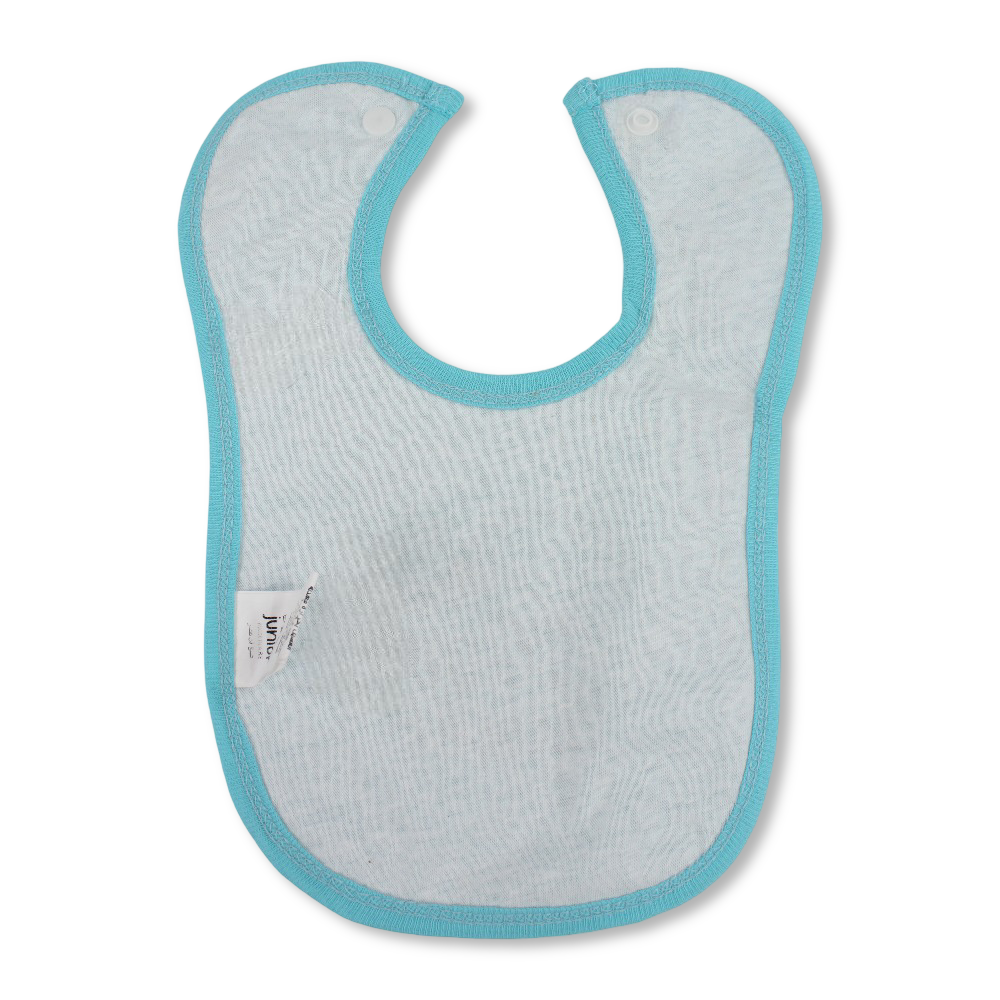 Cotton Baby Bib – Aqua with “Good Times” Print