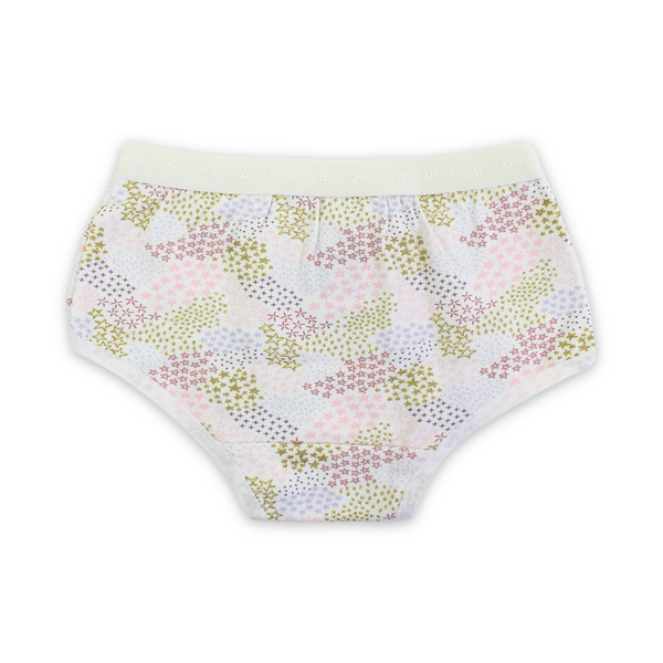 Girls Cotton Pantie – Off-White with Stars Print
