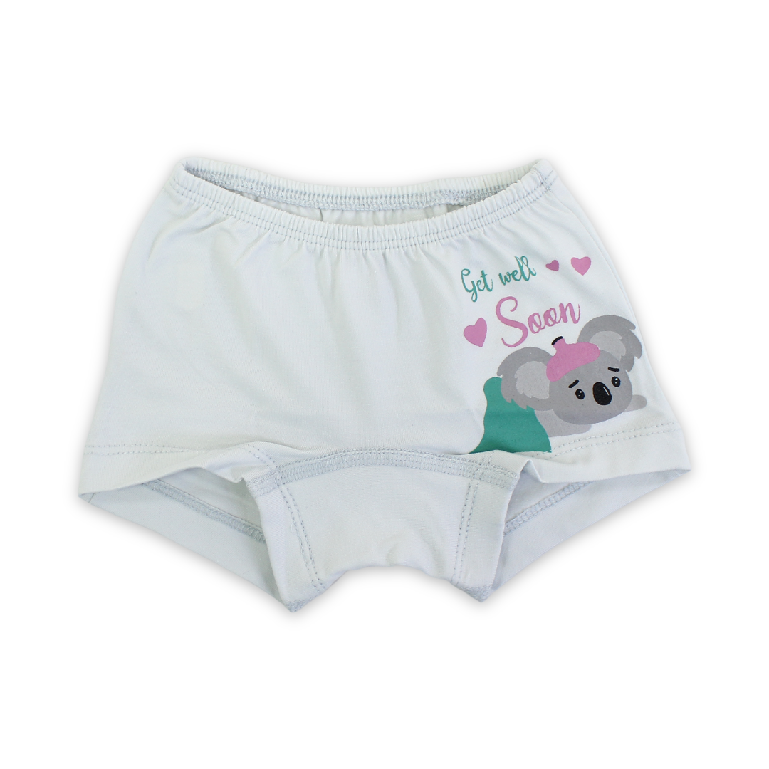 Girls Cotton Pantie – Off-White with Koala Print