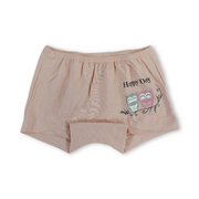 Girls Cotton Pantie – Off-White with "Happy Day" Owl Print