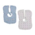 Cotton Baby Bib – Baby Blue & Off-White with Geometric Shapes Print