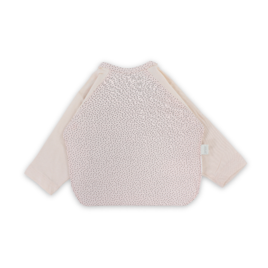 Cotton Long-Sleeved Baby Bib – Salmon Dotted Print
