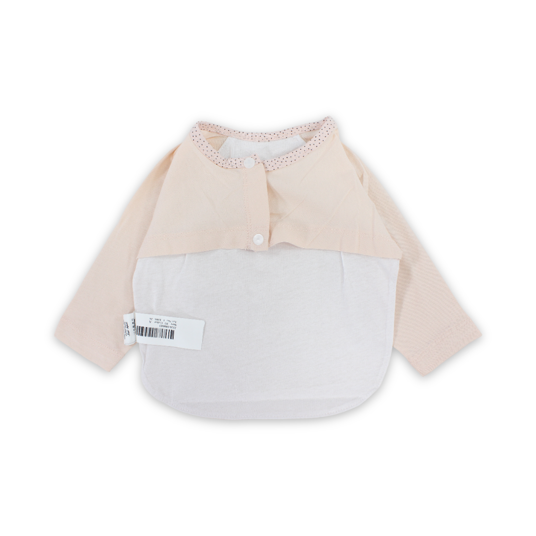Cotton Long-Sleeved Baby Bib – Salmon Dotted Print