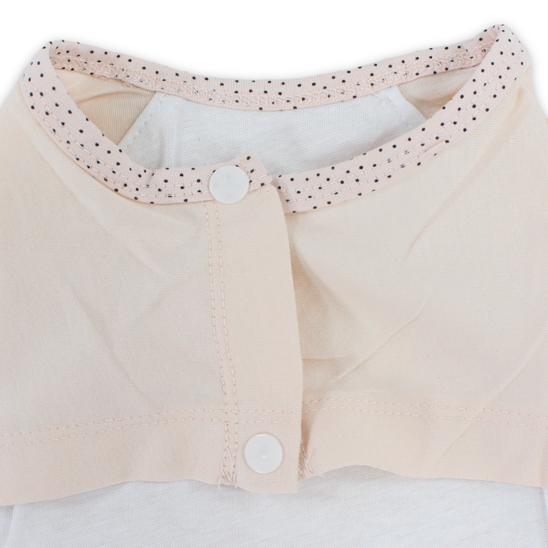 Cotton Long-Sleeved Baby Bib – Salmon Dotted Print