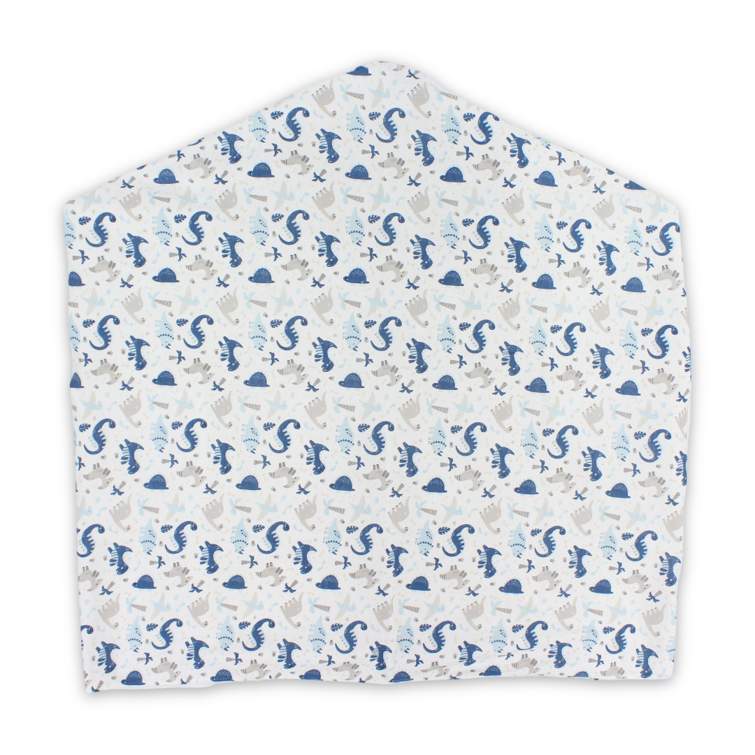 Cotton Baby Breastfeeding Cover – Off-White with Dino Print