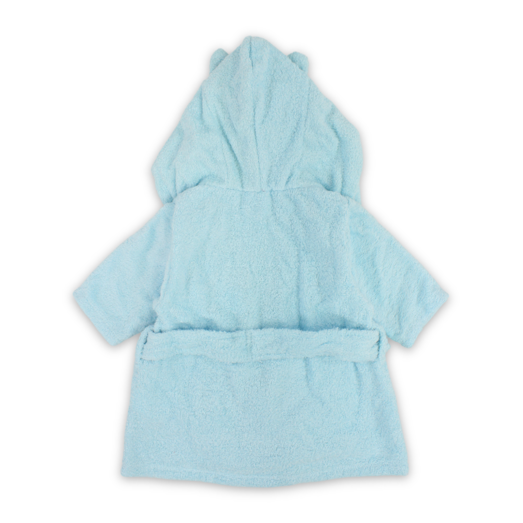 Unisex Baby Cotton Hooded Towel – Aqua with Cat Design
