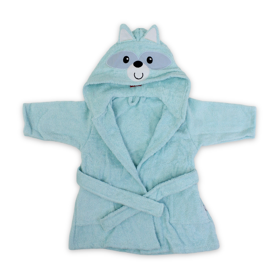 Unisex Baby Cotton Hooded Towel – Aqua with Animal Face Design
