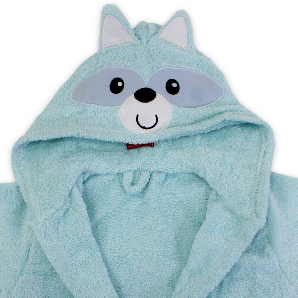 Unisex Baby Cotton Hooded Towel – Aqua with Animal Face Design