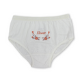Girls Cotton Pantie – Off-White with "Flower" Print
