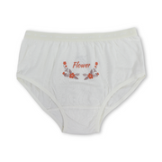 Girls Cotton Pantie – Off-White with "Flower" Print