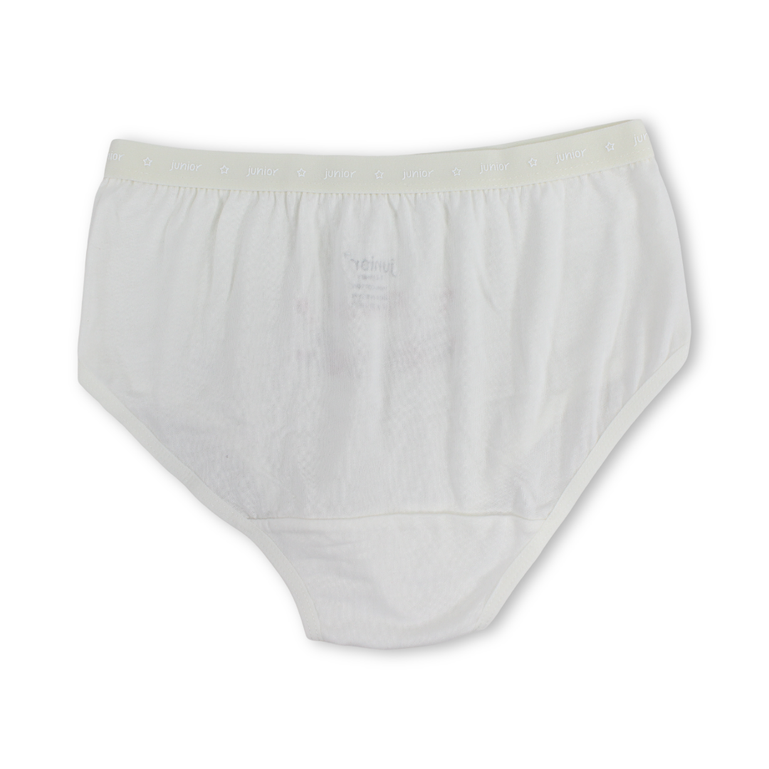 Girls Cotton Pantie – Off-White with "Flower" Print