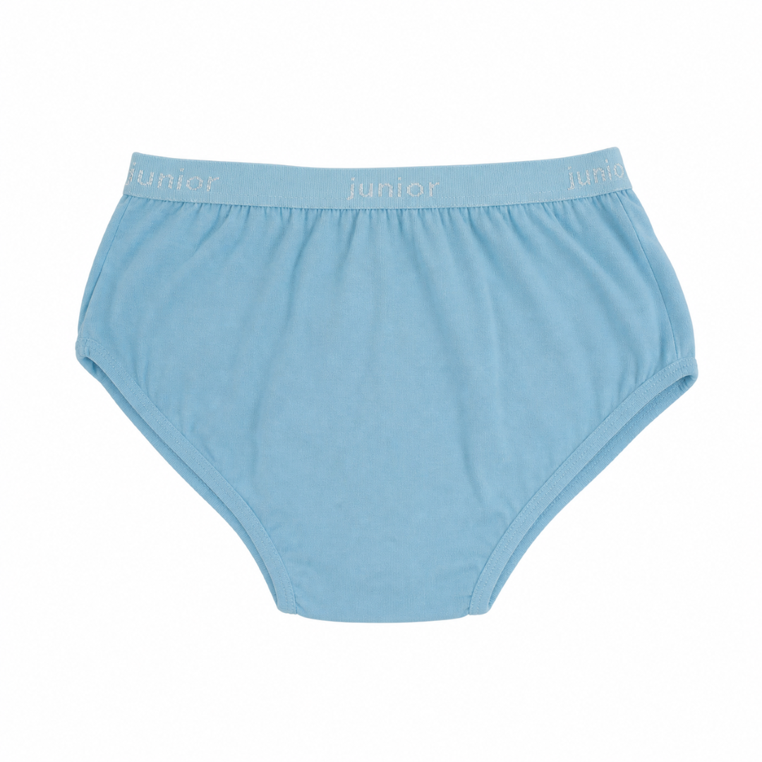 Girls Cotton Pantie – Aqua with "Enjoy Spring" Print