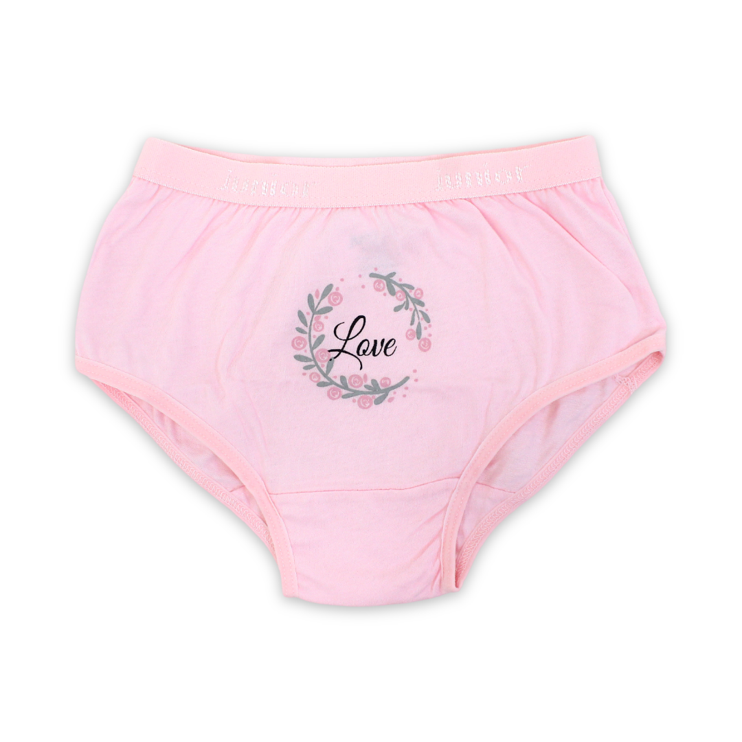 Girls Cotton Pantie – Pink with "Love" Print