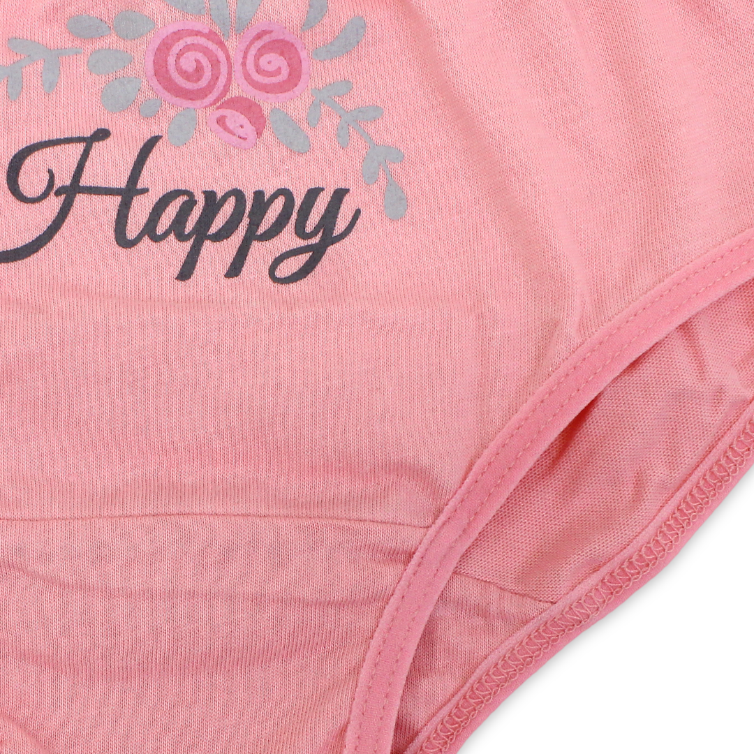 Girls Cotton Pantie – Salmon with "Happy" Print