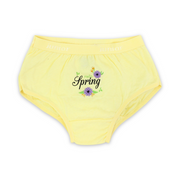 Girls Cotton Pantie – Yellow with "Spring" Print