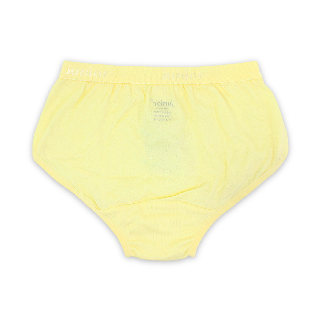 Girls Cotton Pantie – Yellow with "Spring" Print