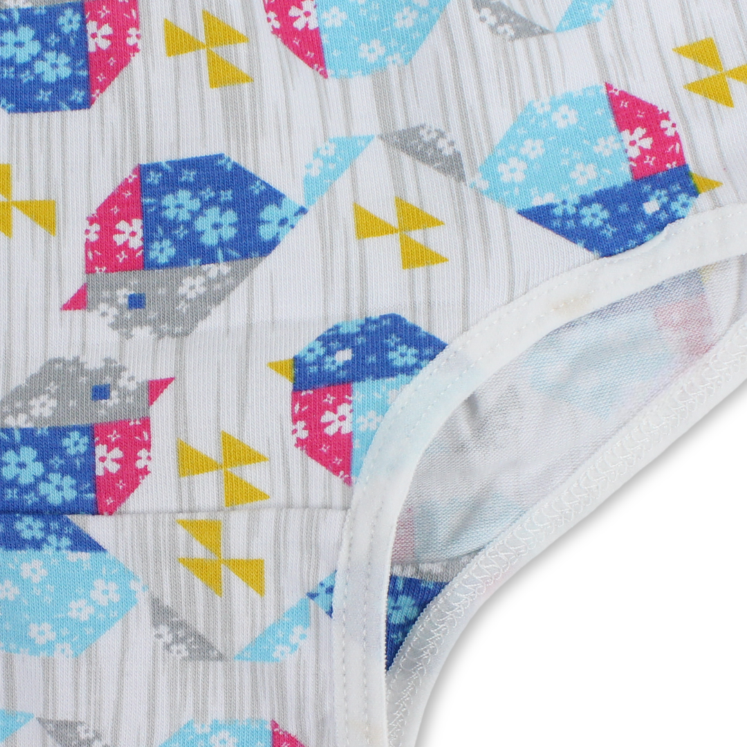 Girls Cotton Pantie – Off-White with Birds Print