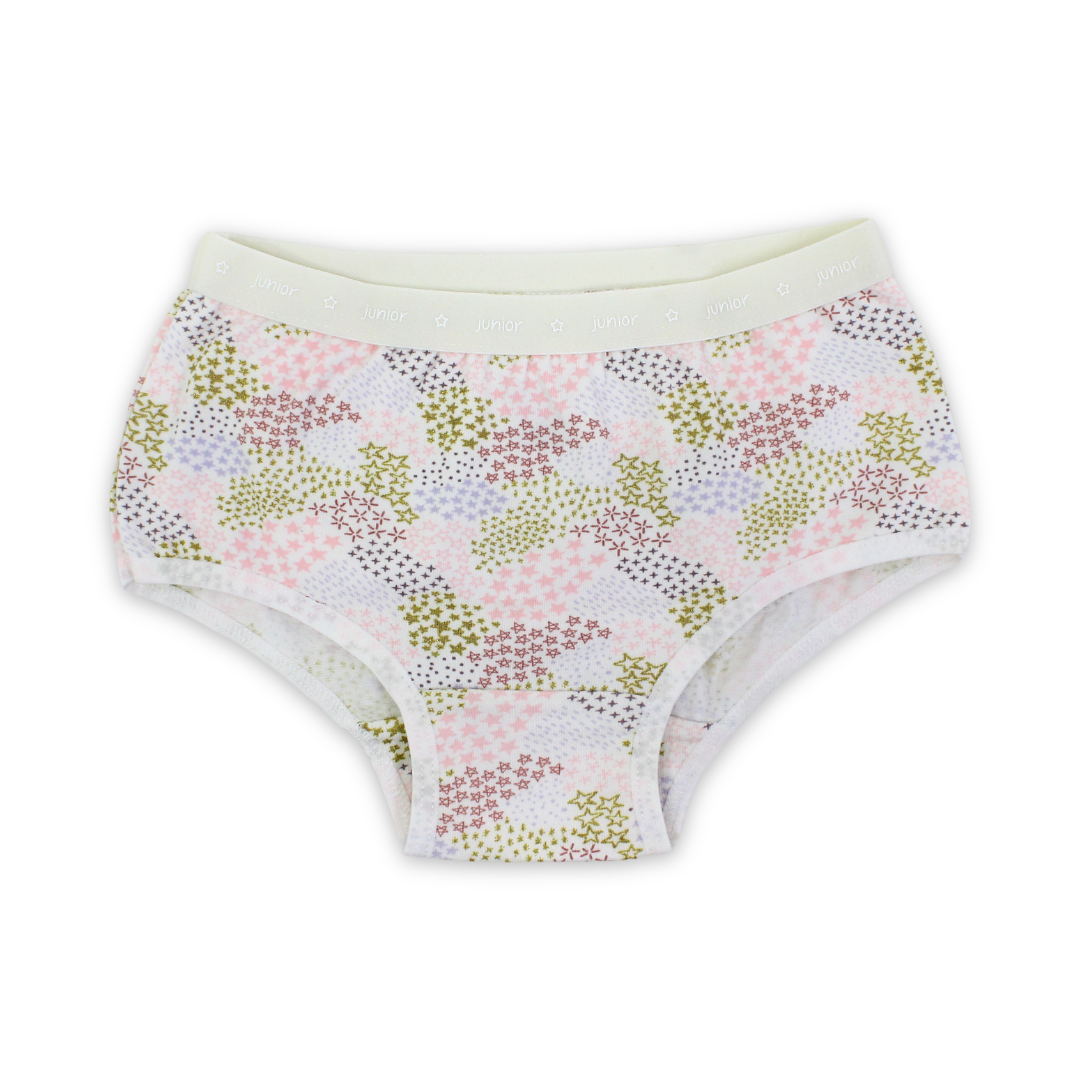 Girls Cotton Pantie – Off-White with "Stars" Print