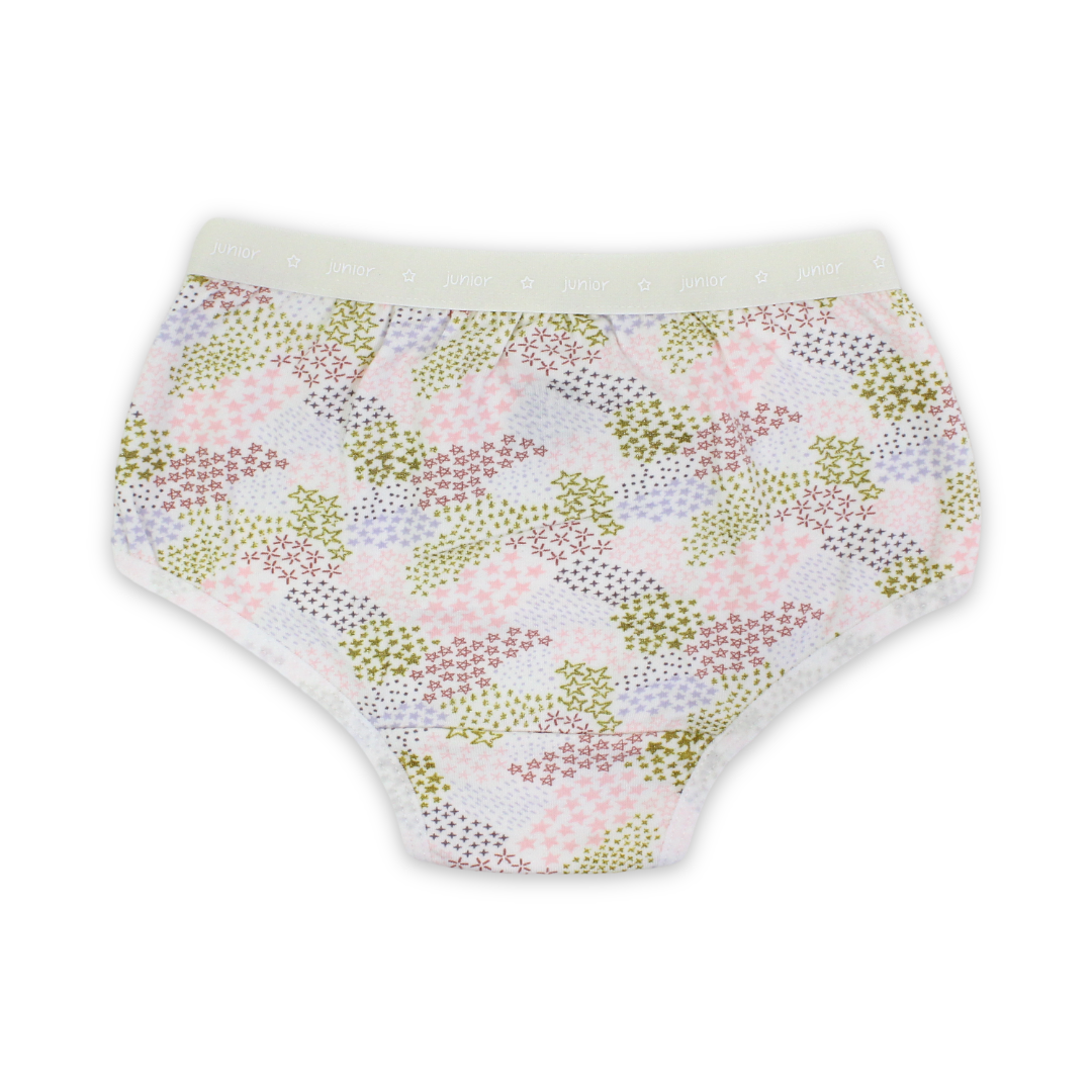 Girls Cotton Pantie – Off-White with "Stars" Print
