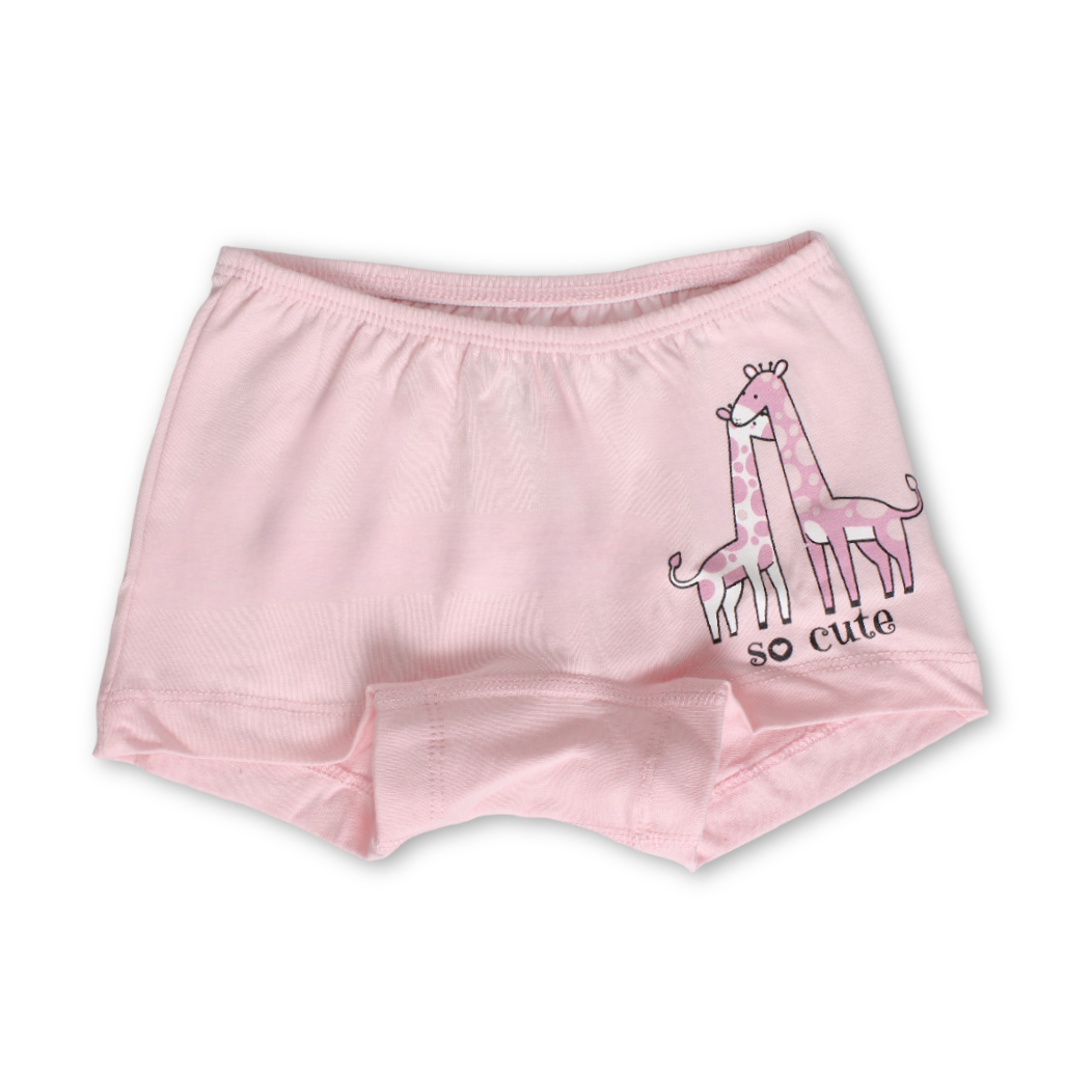 Girls Cotton Pantie – Pink with Giraffes Print