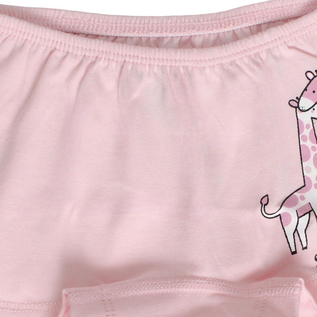 Girls Cotton Pantie – Pink with Giraffes Print